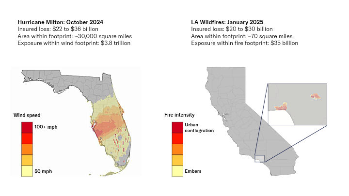 Hurricane and wildfire comparison